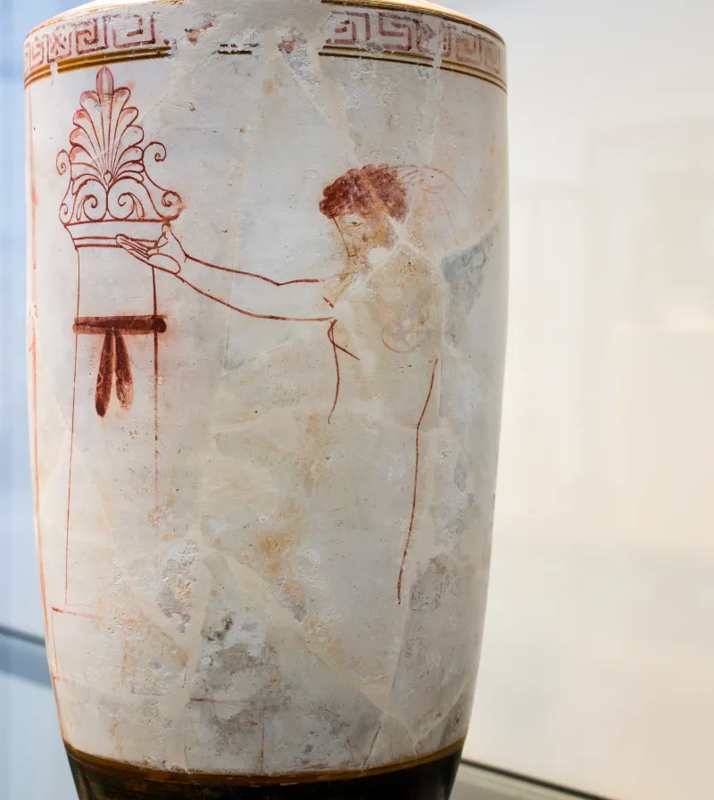 Workshop Of The Bird Painter Arv 1235 Extra - Young Warrior And Mourning Woman At Tomb Stele 