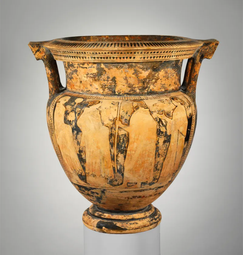Terracotta Column-Krater (Vase For Mixing Wine And Water) Met 