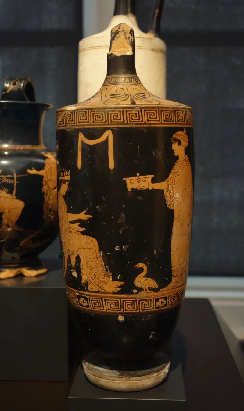 Attic Rf Lekythos, Bosanquet Painter - Women And Servant (Sk Dresden Zv 2777) 