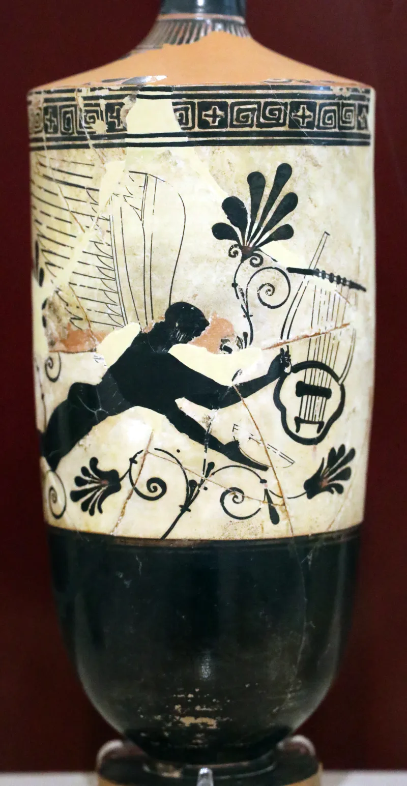 Primo Periodo Classico, Lekythos Attico A Sfondo Bianco Con Eros In Volo Con Una Phiale, Da Aigina, Pittore Di Bowdoin, 500-475 Ac 1809, 