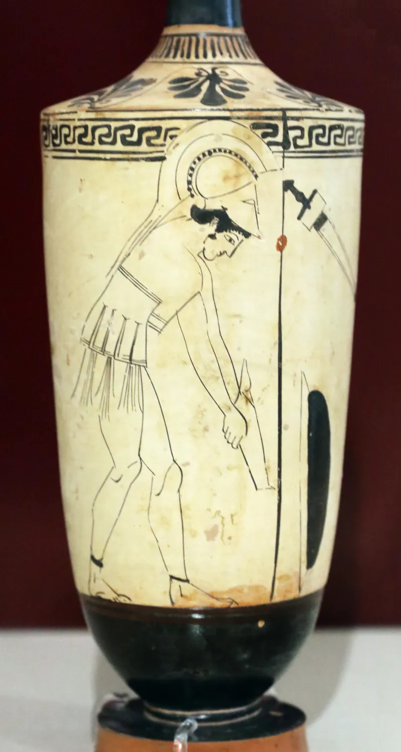 Primo Periodo Classico, Lekythos Attico A Sfondo Bianco Con Guerriero, Da Eretria, Pittore Di Bowdoin, 480-470 Ac 1964, 