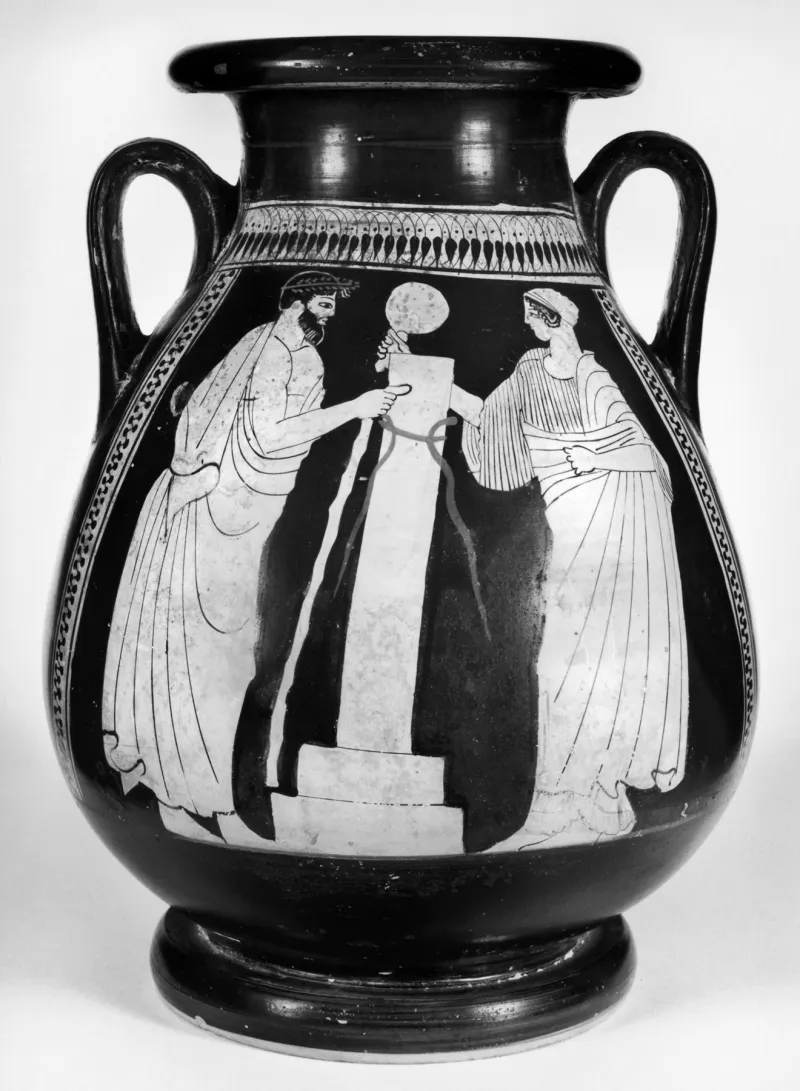 Bridgestone Painter - Pelike With Woman And Pair Of Youths - Walters 4860 - Side 