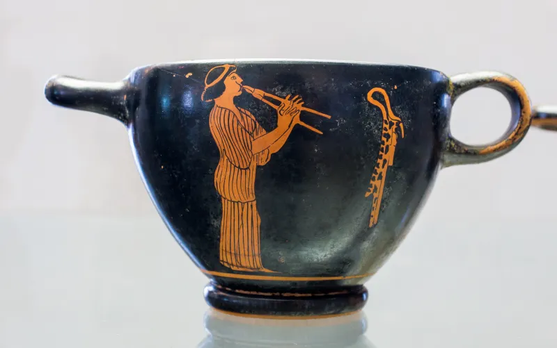 Brygos Painter Arv 381 179 Young Komast Dancing - Woman Playing Auloi 