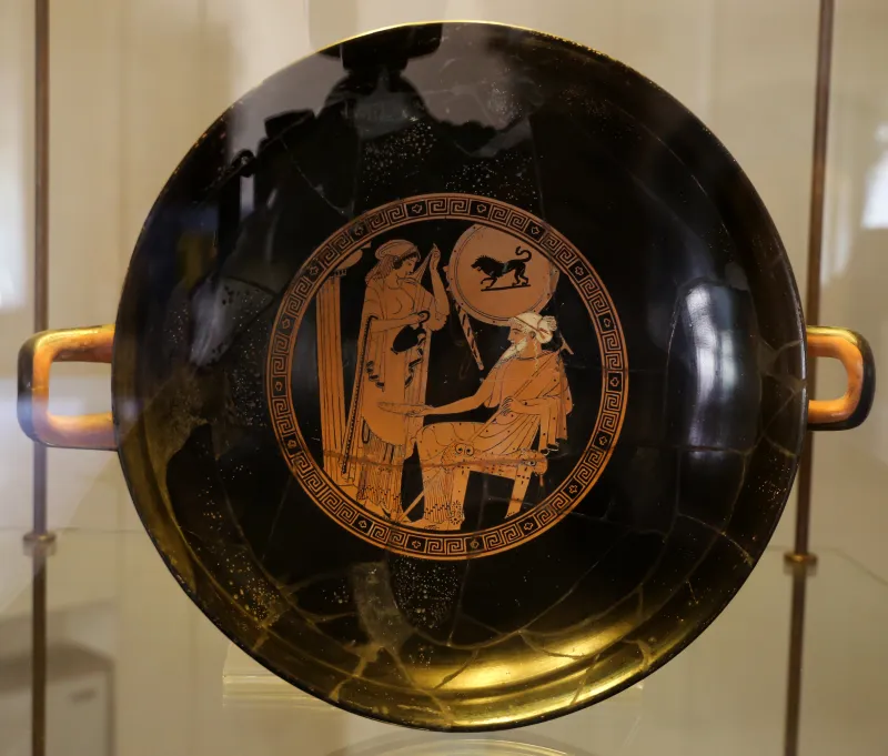 Pittore Di Brygos, Kylix Attica Con Scena Di Libagione E Scene Mitologiche, Forse Legate A Paride, 490-470 Ac 