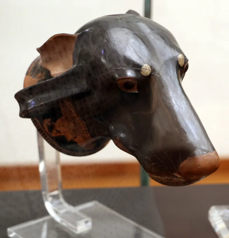 Pittore Di Brygos, Rhyton Attico Configurato A Testa Di Cane, Falerii, Necropoli Di Celle, Tomba 16 A Camera, 500-475 Ac 