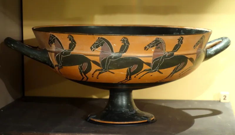 Siana Cup With Men On Horseback, Attic, Attributed To The C Painter, 570-560 Bc - Teece Museum Of Classical Antiquities - Christchurch, Nz - 