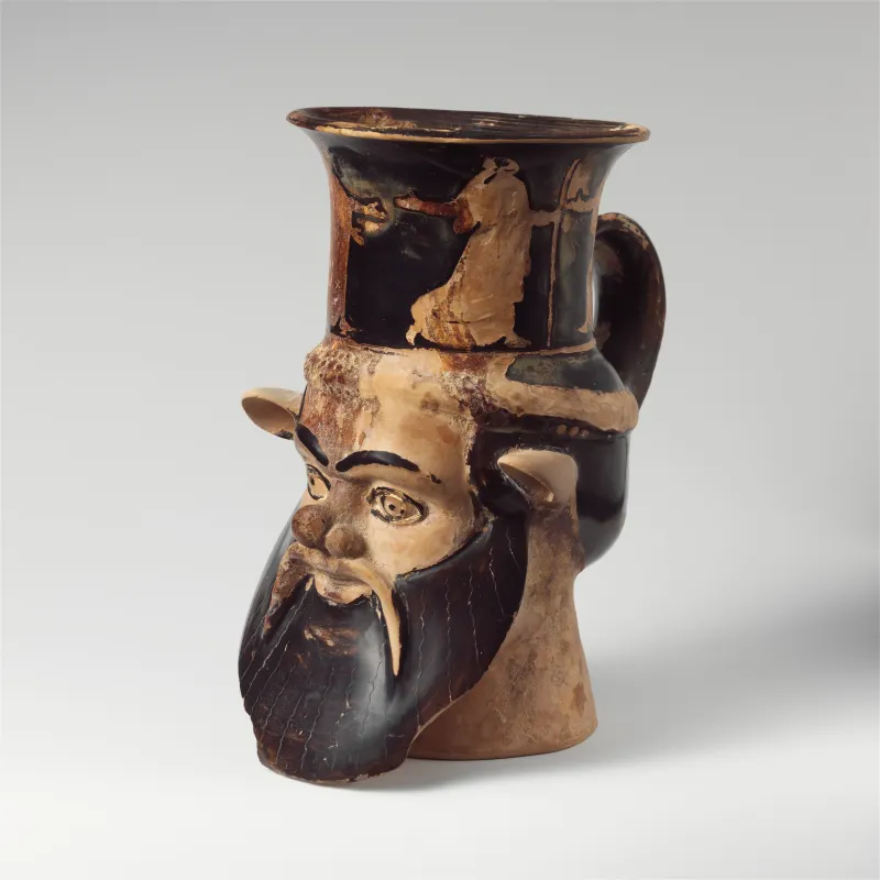 Terracotta Mug In The Form Of A Satyr's Head Met 