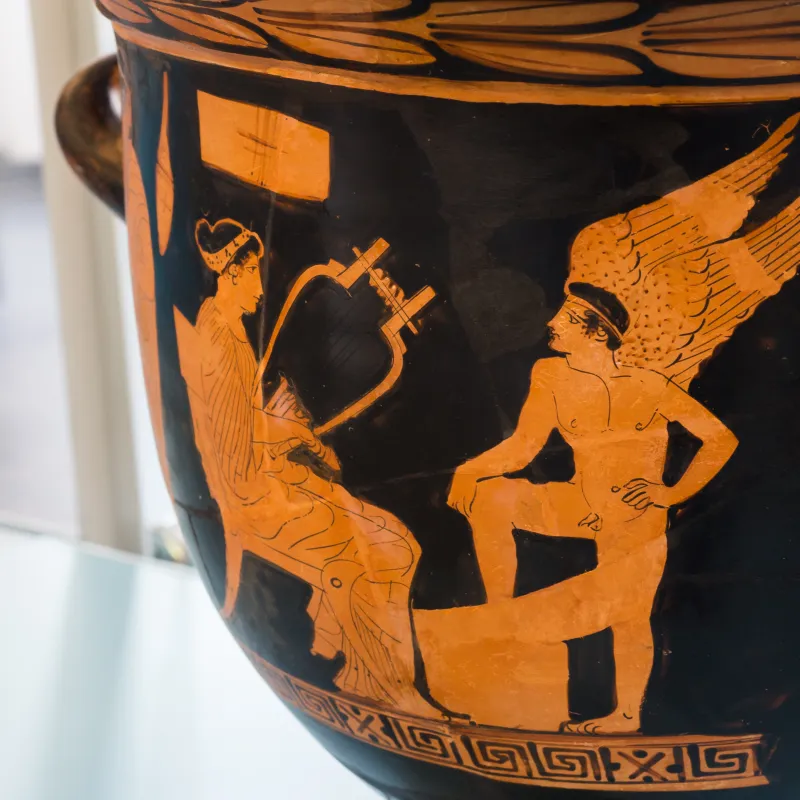Cassel Painter Arv 1083 1 Woman Playing Barbitos With Youth And Eros - Three Draped Youths 
