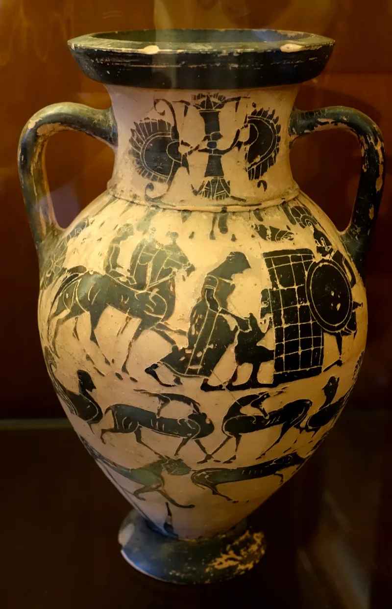 Achilles Lying In Wait For Troilos, 96, Tyrrhenian Amphora, Castellani Painter, 560-550 Bc, Ceramic - Musei Capitolini - Rome, Italy - 