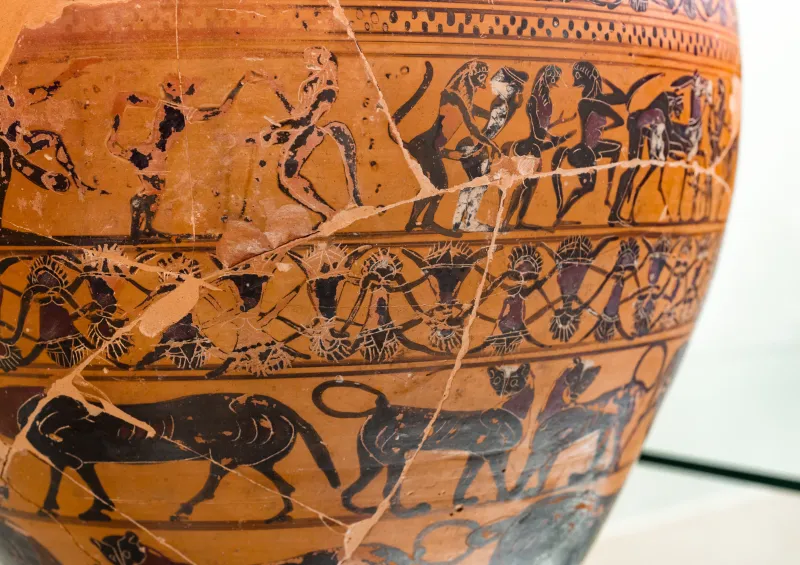 Castellani Painter - Abv 95 8 - Departure Of Amphiaraos - Chariot Race - Herakles Fighting Amazons - Satyrs And Maenads - Animal Frieze - Firenze Man 3773 - 