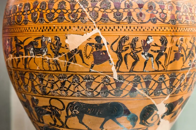 Castellani Painter - Abv 95 8 - Departure Of Amphiaraos - Chariot Race - Herakles Fighting Amazons - Satyrs And Maenads - Animal Frieze - Firenze Man 3773 - 