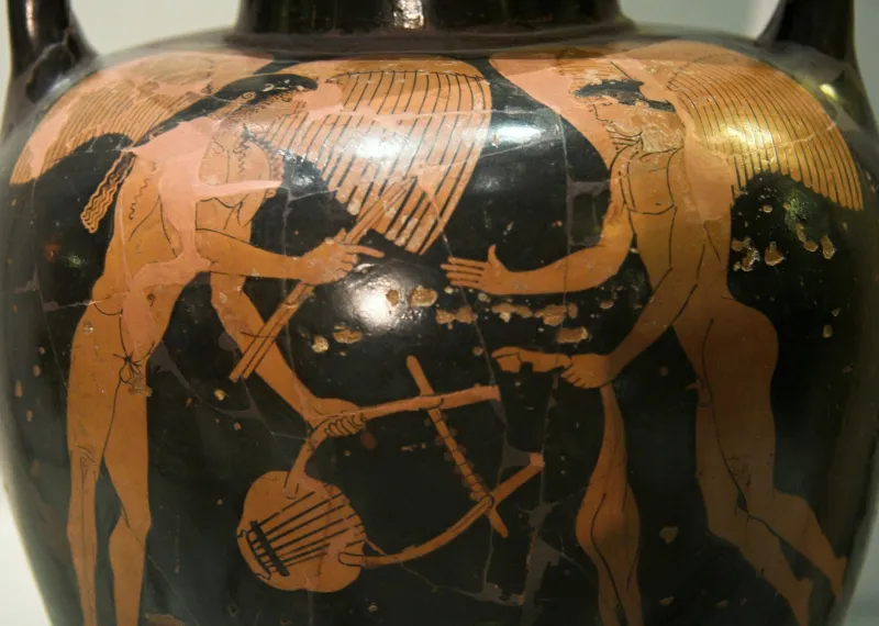 Nolan Amphora, Red Figure, Eros, Lyre, Charmides Painter, Akragas, 475-450 Bc, Am Agrigento, 