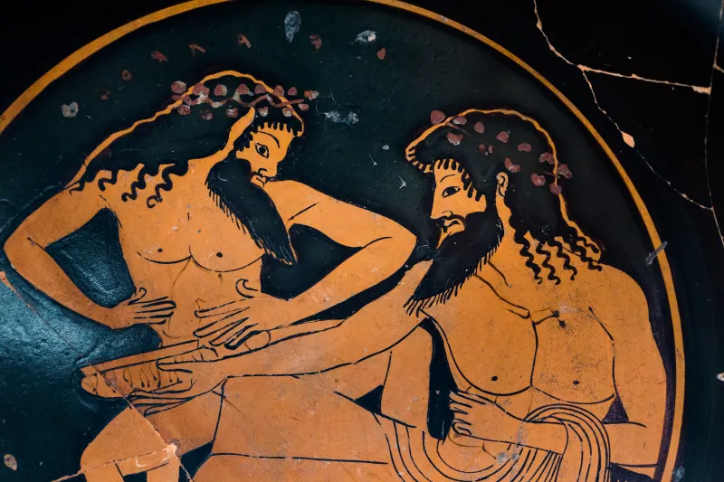 Colmar Painter Arv 355 39 Dionysos Reclining And Satyr -Satyr And Maenad Reclining 