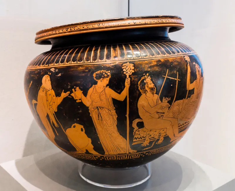 Dinos Painter Arv 1152 3 Dionysos Reclining With Satyrs And Maenads 