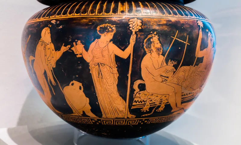 Dinos Painter Arv 1152 3 Dionysos Reclining With Satyrs And Maenads 