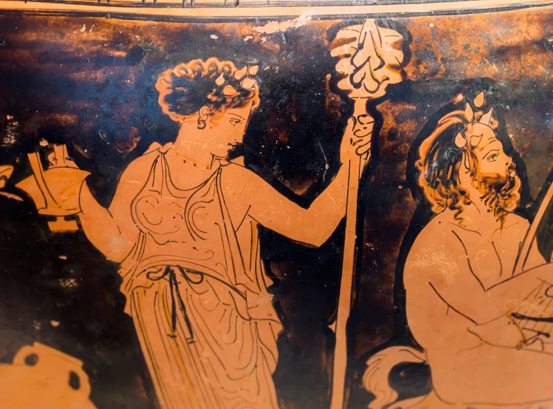 Dinos Painter Arv 1152 3 Dionysos Reclining With Satyrs And Maenads 