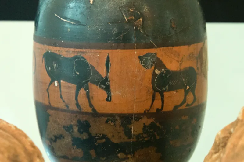Attic Black Figure Deianeira Lekythos, Dolphin Group, Before 550 Bc, 