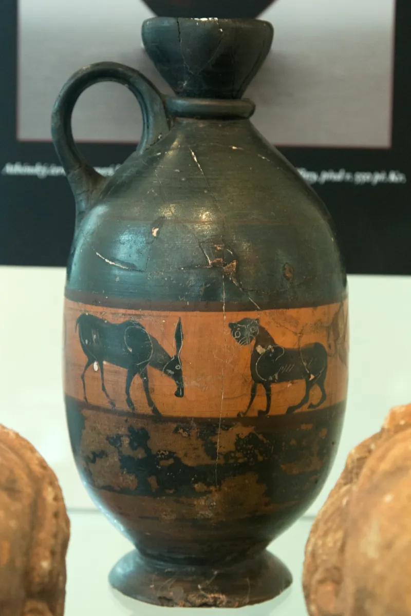 Attic Black Figure Deianeira Lekythos, Dolphin Group, Before 550 Bc, 