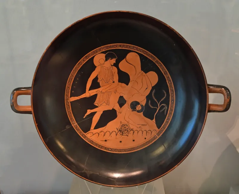 Altes Museum Theseus Plunges Sciron Into The Sea, Drinking Bowl Around 480 Bc 