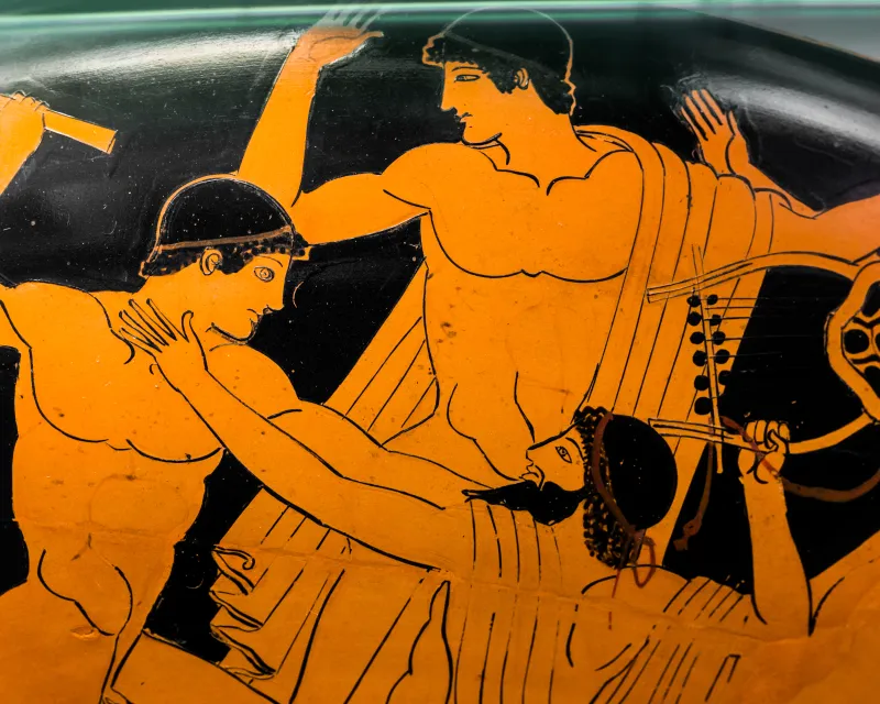 Douris - Arv 437 128 - Symposion - Herakles Killing Linos - Draped Men And Youths - München As 2646 - 