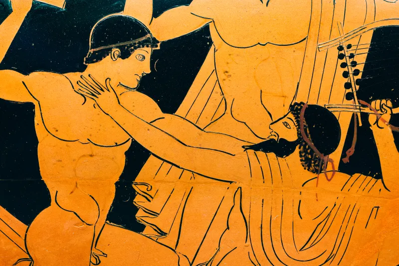Douris - Arv 437 128 - Symposion - Herakles Killing Linos - Draped Men And Youths - München As 2646 - 