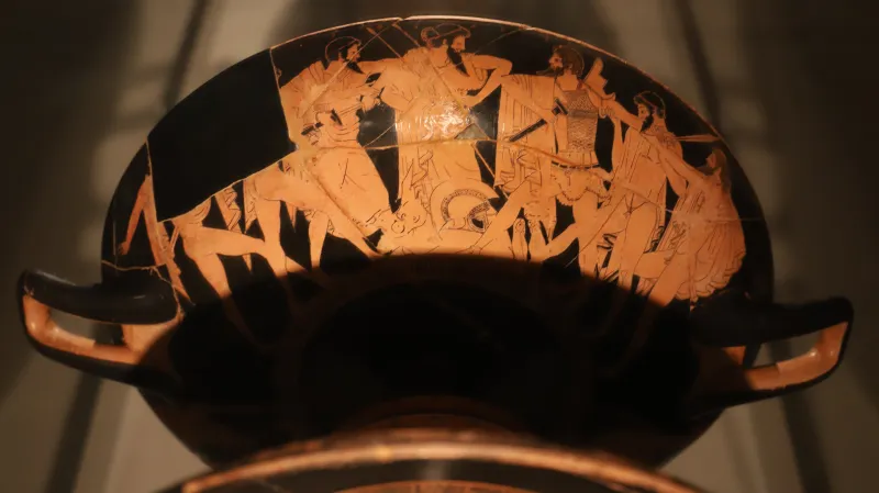 Python E Douris, Coppa Attica Con Contesa Tra Aiace E Ulisse E Ulisse Per Le Armi Di Achille, 490 Ac Da Cerveteri (Vienna, Khm) 