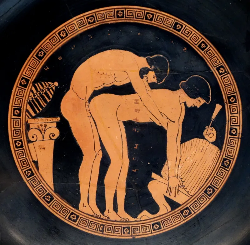 Red-Figure Kylix Erotic Scene (Boston Mfa 