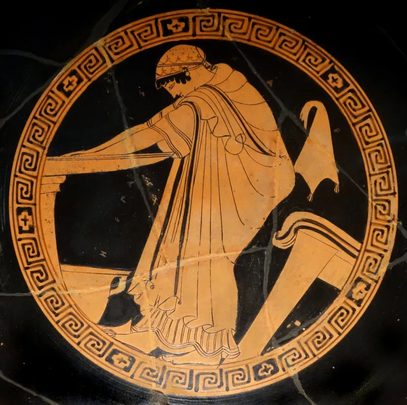 Red-Figure Kylix Woman Washing (Boston Mfa 