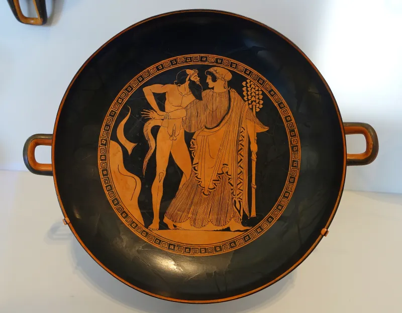Satyr And Maenad, With Dionysos, Satyrs, And Maenads, Kylix, By Douris Or The Painter Of London E55, Attic Greek, 490-480 Bc, Red-Figure Terracotta - Sackler Museum - Harvard University - 