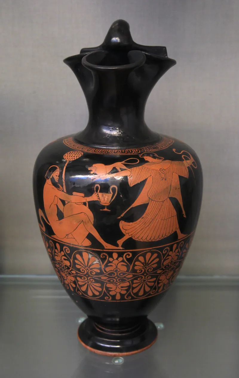 British Museum Room 20A Oenochoe Dutuit Painter Satyr And Maenad 19022019 
