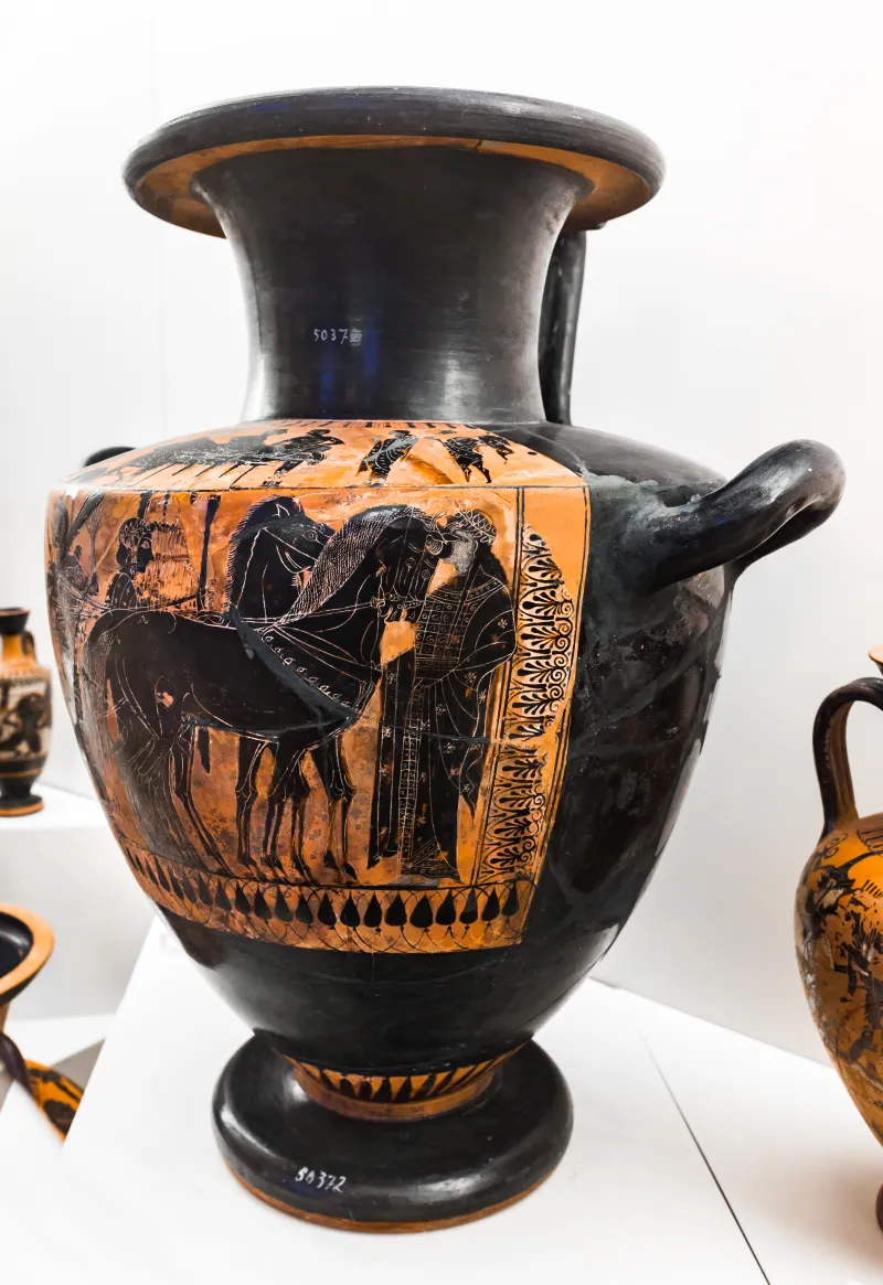 Edinburgh Painter - Abv Extra - Symposion - Herakles Mounting Chariot - Roma Mnevg 50372 - 