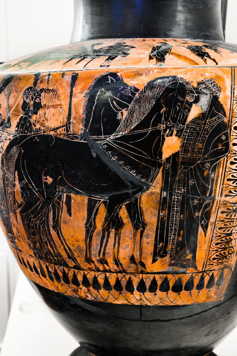 Edinburgh Painter - Abv Extra - Symposion - Herakles Mounting Chariot - Roma Mnevg 50372 - 