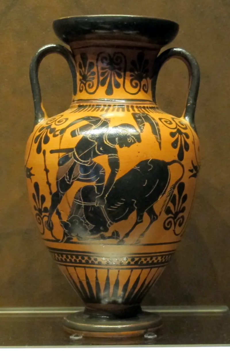 Pittore Di Edimburgo, Anforetta Attica Con Eracle E Il Toro Di Creta, 510 Ac 