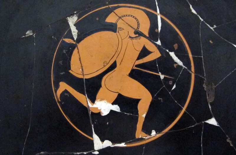 Pittore D'epeleios, Coppa Attica A Figure Rosse Da Vulci, Con Guerriero, 520-500 Ac 