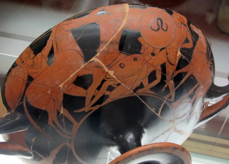 Pittore Di Epeleios (Maniera), Kylix Con Scene Di Combattimento E Guerriero, 500 Ac Ca 