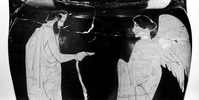 Epimedes Painter - Amphora With A Youth And A Bearded Man And Victory - Walters 4853 - Side 