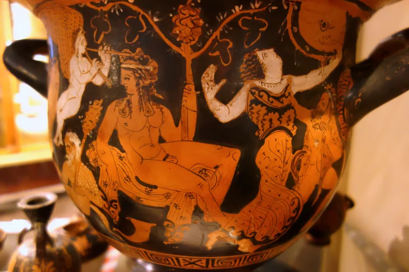 Bell Krater With Dionysos And Eros, Dancing Maenads, And Satyrs, Attributed To The Erbach Painter, Athens, 380 Bc - Otago Museum - Dunedin, Nz - 