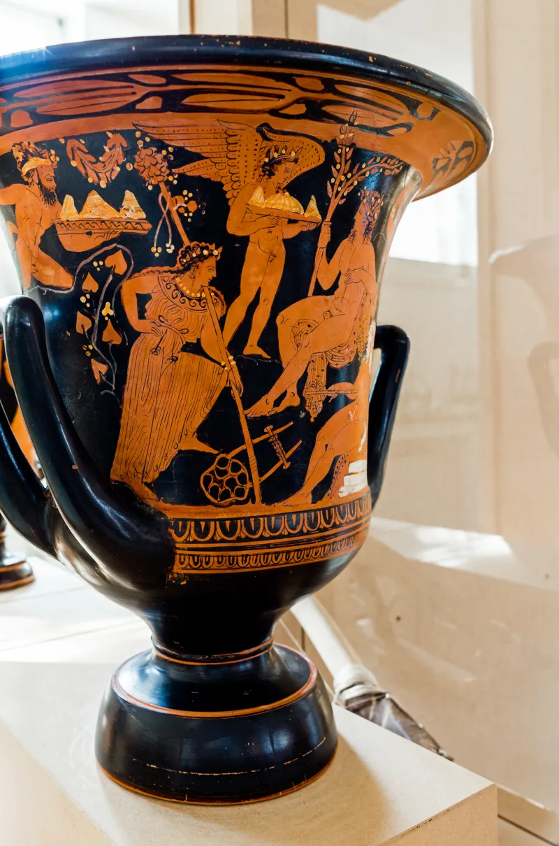 Erbach Painter 1418 3 Apollon And Marsyas With Eros And Satyrs And Maenads - Athlete Between Two Youths 