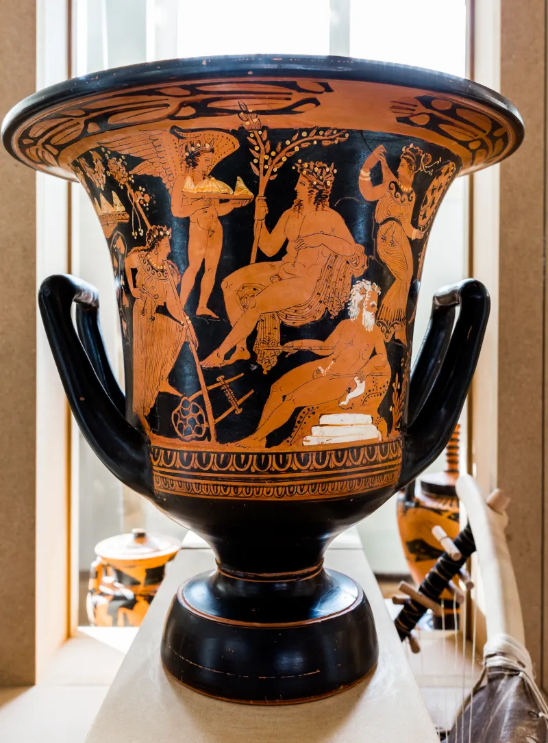 Erbach Painter 1418 3 Apollon And Marsyas With Eros And Satyrs And Maenads - Athlete Between Two Youths 