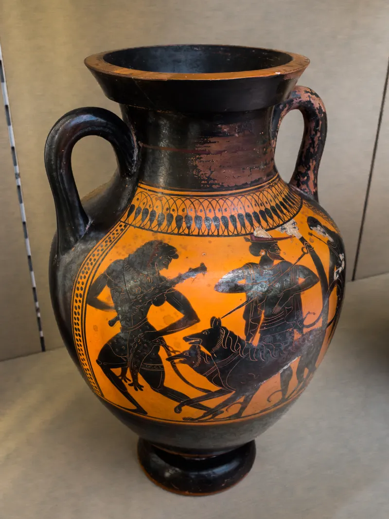 Eucharides Painter Abv 397 28 Herakles And Kerberos - Achilles And Ajax Playing 