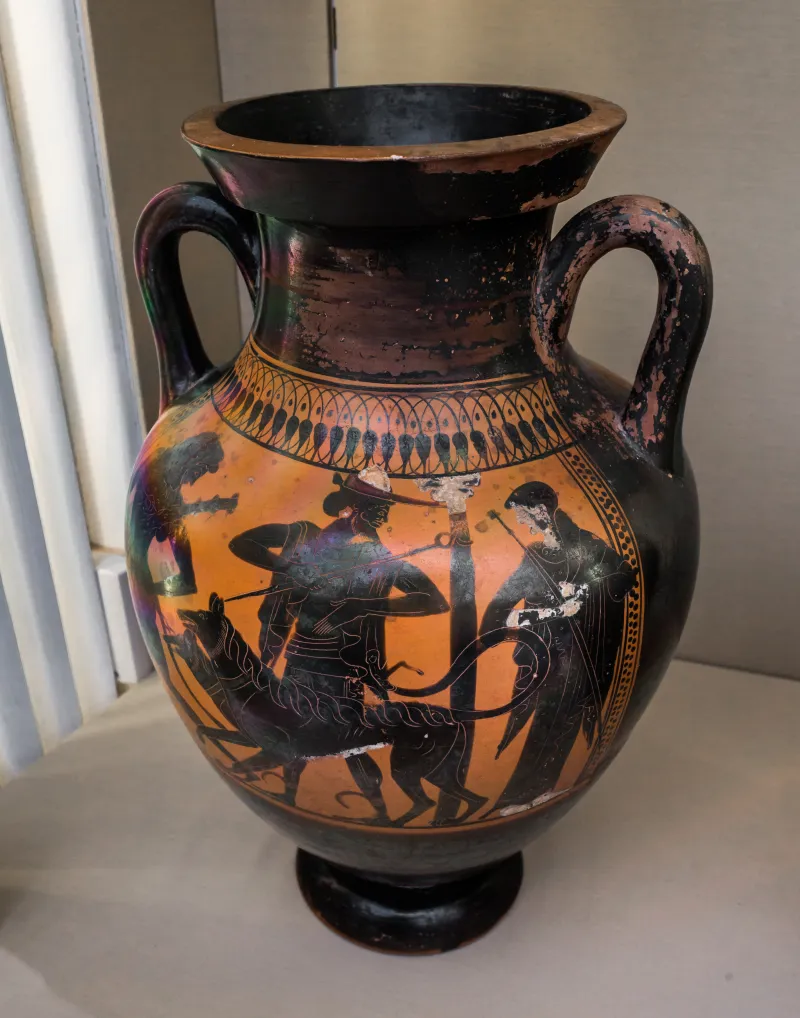 Eucharides Painter Abv 397 28 Herakles And Kerberos - Achilles And Ajax Playing 