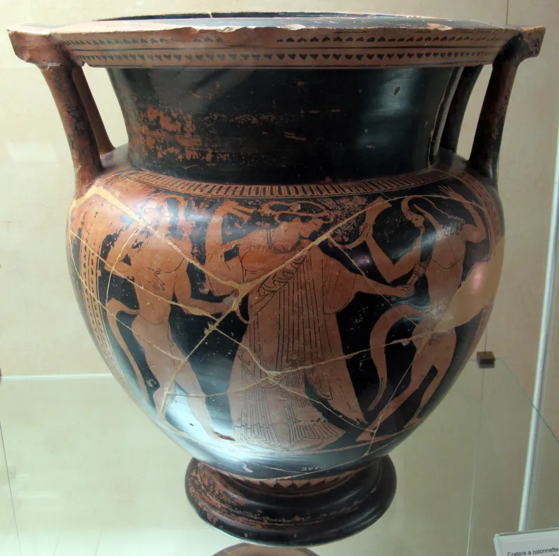Pittore Di Eucharides, Cratere Con Satie E Menadi, Partenza Del Guerriero, 500-490 Ac 