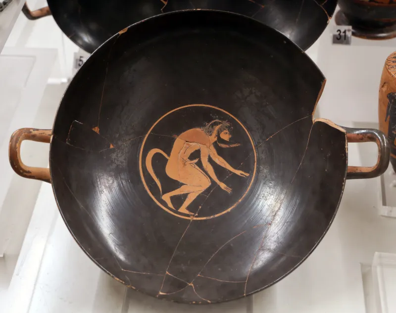 Piettore Di Euergides, Kylix Attica Con Satiro, Dalla Tomba Del Kottabos Nella Dell'osteria, 520-500 Ac 