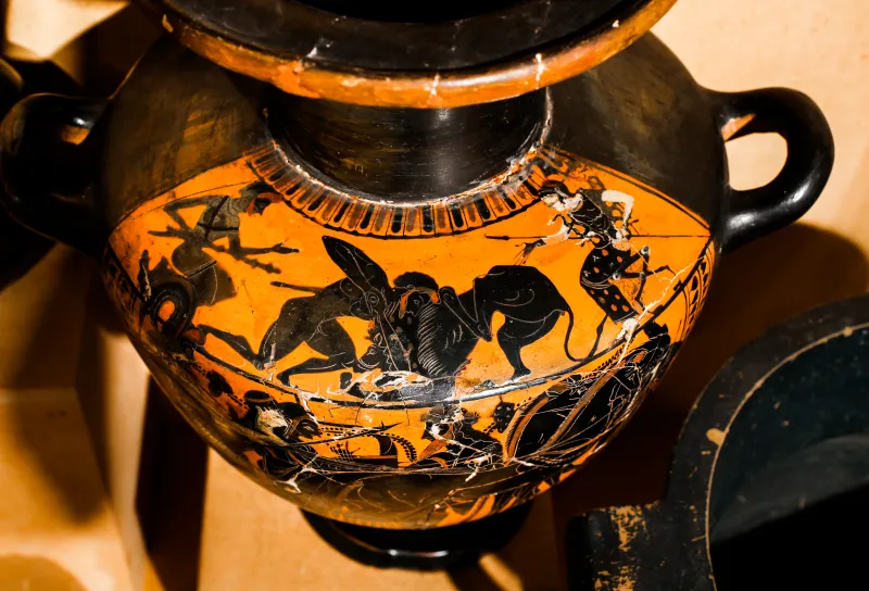 Euphiletos Painter - Abv 324 36 - Herakles And The Lion - Athena And Herakles In Chariot - Erlangen As M 349 - 