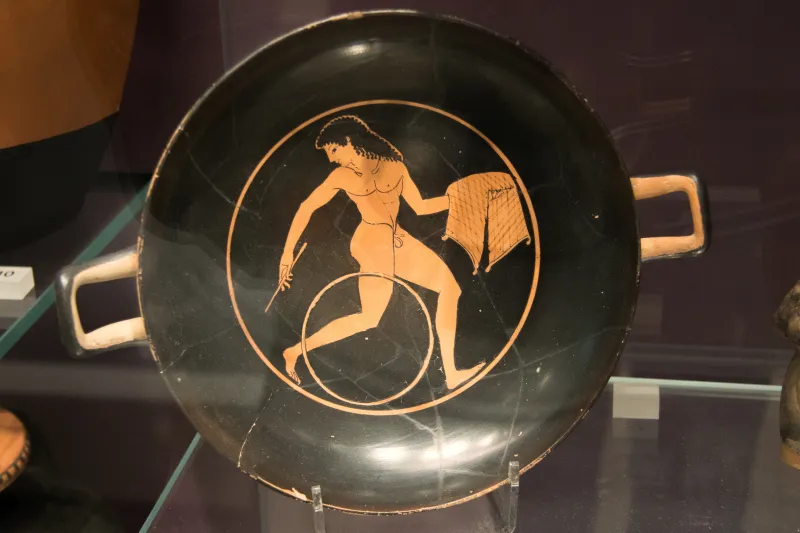 Athenian Red-Figure Cup, Boy Running With Hoop, 500-450 Bc, Ashmoleanm, 