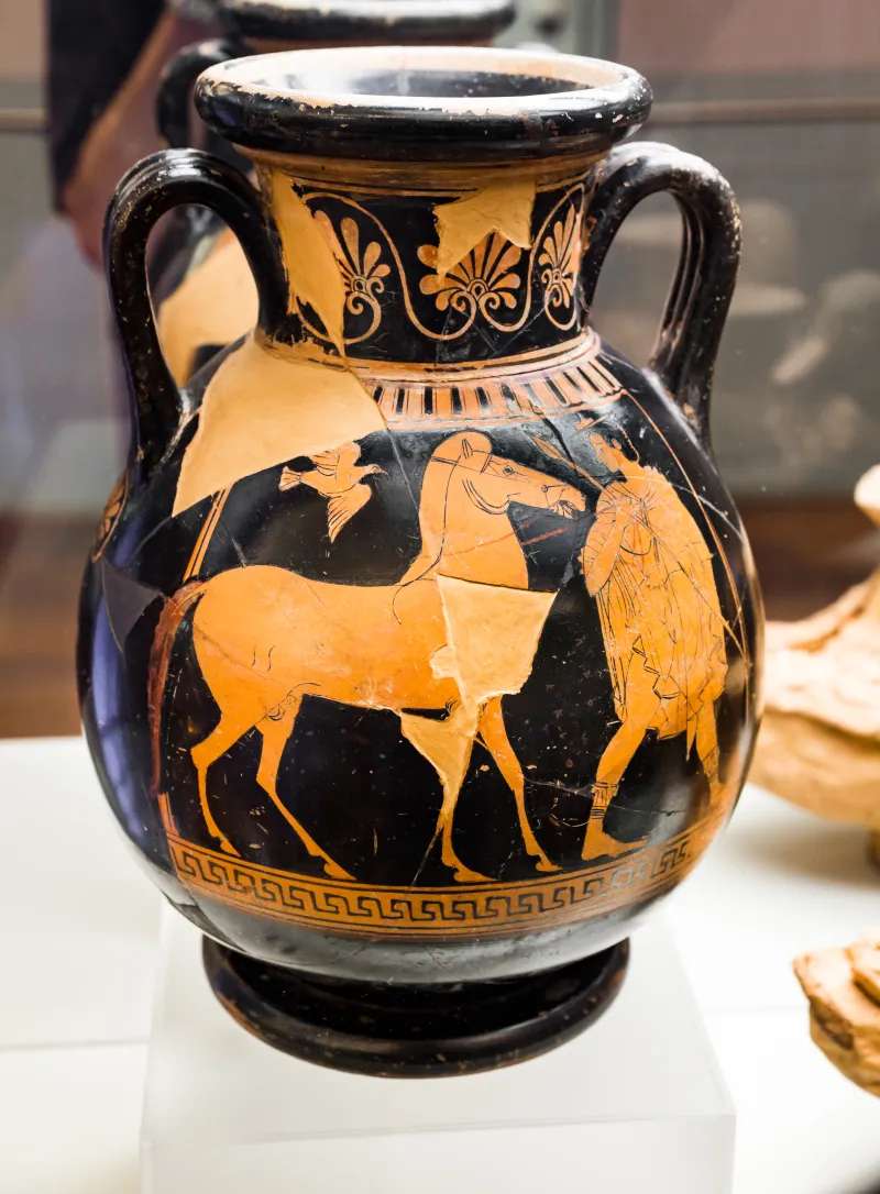 Euphronios - Arv 15 11 - Man Beating Youth With Sandal - Youth Leading Horse - Roma Mnevg 121109 - 