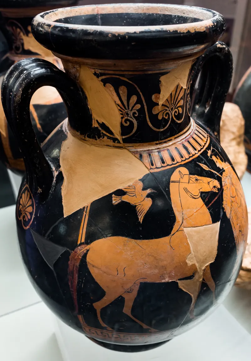 Euphronios - Arv 15 11 - Man Beating Youth With Sandal - Youth Leading Horse - Roma Mnevg 121109 - 