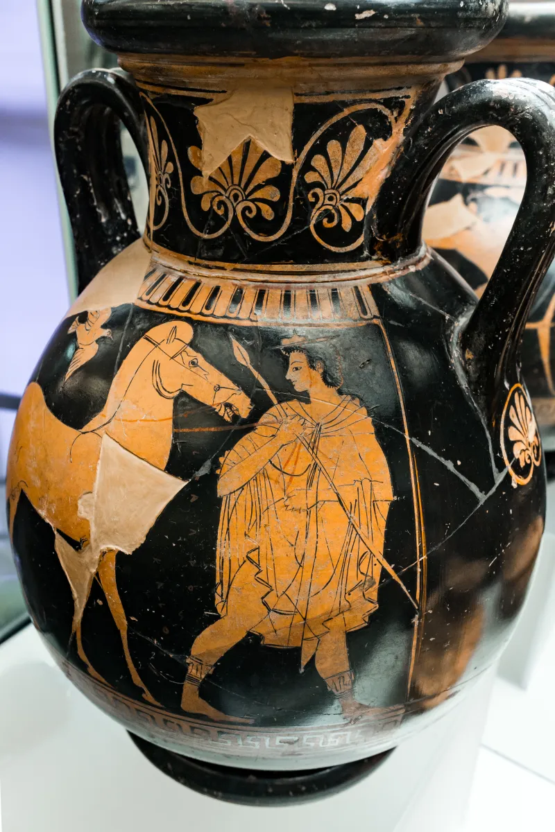 Euphronios - Arv 15 11 - Man Beating Youth With Sandal - Youth Leading Horse - Roma Mnevg 121109 - 