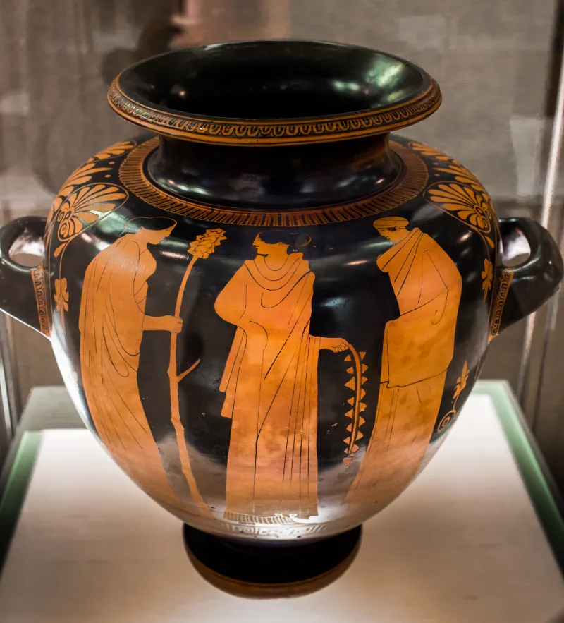 Eupolis Painter Arv 1073 9 Women Celebrating The Lenaia At A Cult Statue Of Dionysos 