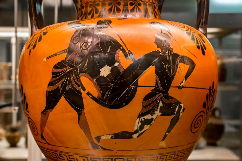 Exekias - Abv 144 8 - Achilles And Penthesilea - Memnon Between Two Of His Soldiers - London Bm 1849-0518-10 - 